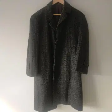 레트로 트위드 그레이 스텐카라 코트 울 혼방