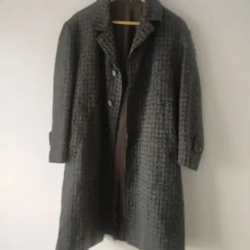 레트로 트위드 그레이 스텐카라 코트 울 혼방