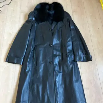 천연 가죽 롱 코트