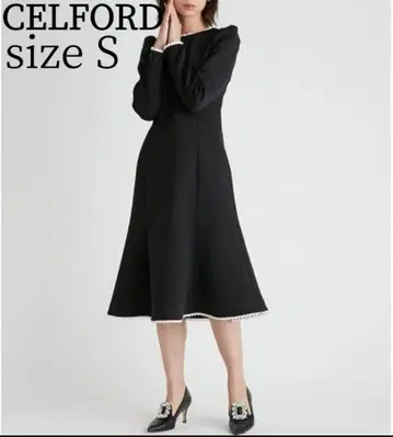 CELFORD 셀포드 레이스 트리밍 분또 원피스 블랙 36