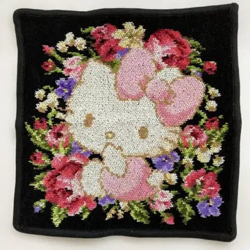 Feiler Hello Kitty 꽃무늬 손수건 블랙