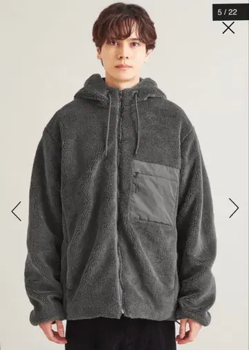 유나이티드 애로우즈 마이크로 플리스 후디 블루종