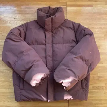 브라운 다운 자켓 스탠드 카라