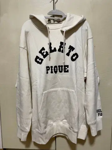 GELATO PIQUE 옴 리사이클 쭈리 칼리지 로고 후디 아이보리