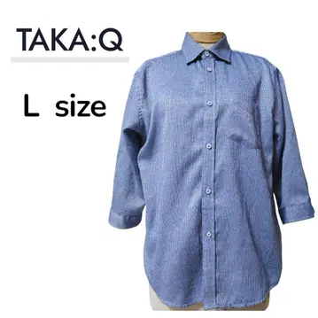 타카큐 7부 소매 셔츠 요철 짜임 가슴 포켓 (L) 폴리에스테르 혼방