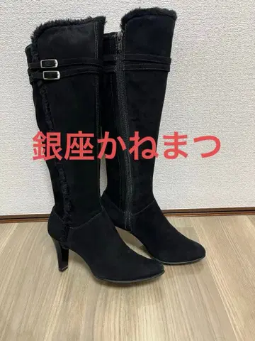 긴자 카네마츠 스웨이드 소재 롱 부츠