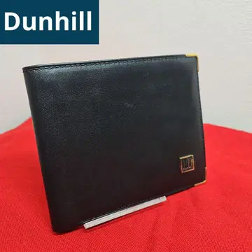 Dunhill 던힐 이단 접이식 지갑 로고 플레이트 블랙 PVC x 가죽