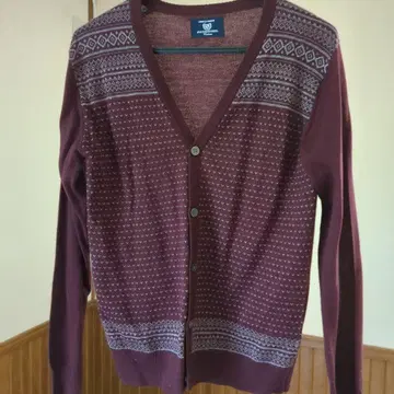 기하학 패턴 버건디 가디건