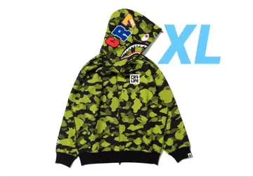 로고 릴렉스 핏 샤크 풀 집 후디