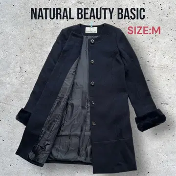 [ NATURAL BEAUTY BASIC ] 울 혼방 노카라 퍼 M