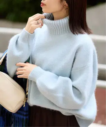 SLOBE IENA 워셔블 퍼 더블 페이스 터틀 니트