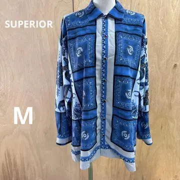 SUPERIOR 파란 패턴 디자인의 긴팔 셔츠