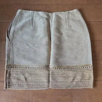 페레 베이지 타이트 스커트 뜨개질 밑단