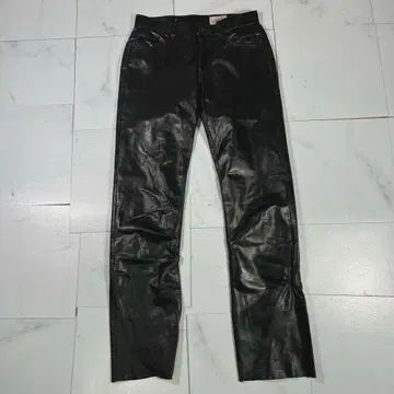 00s vintage 세미 플레어 가죽 팬츠 Aplier 블랙 32