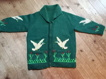 카우친 그린 새 자수 가디건