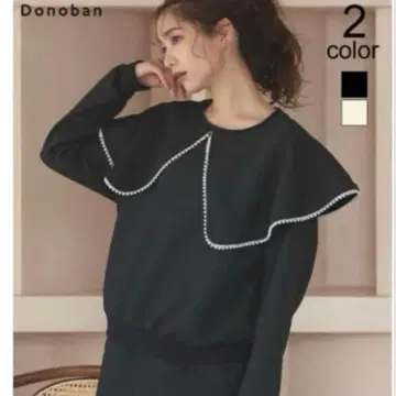 DONOBAN 펄 컬러 자카드 맨투맨 블랙