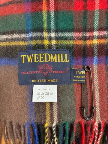 TWEEDMILL 울 100% 체크 무늬 스톨
