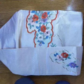 오비 꽃무늬 자수 라이트 핑크