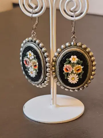 빈티지 이탈리아제 빈티지 마이크로 모자이크 귀걸이 귀찌