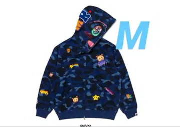 컬러 카모 릴렉스드 핏 풀 집 후디