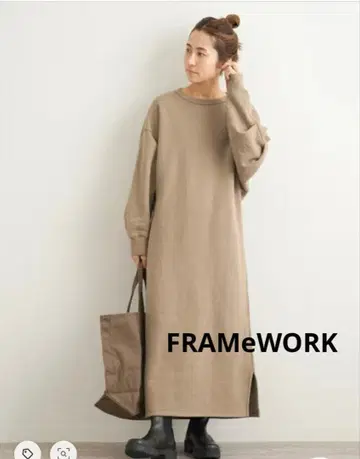 FRAMeWORK 프레임워크 원피스 맨투맨 롱 베이지