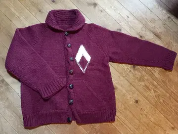 카우친 와인 레드 다이아몬드 무늬 가디건