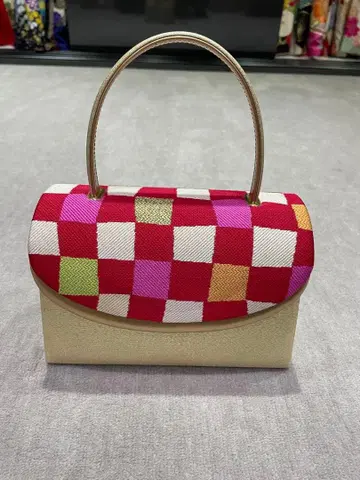 성인식 후리소데용 격자 무늬 백