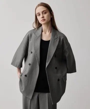 [ CLEL ] 백 브러쉬드 TR 더블 브레스트 반팔 테일러드 자켓