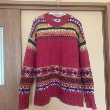 노르딕 무늬 울 혼방 스웨터