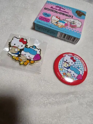 헬로키티 마이멜로디 핀 배지 & 캔 배지 2개 세트