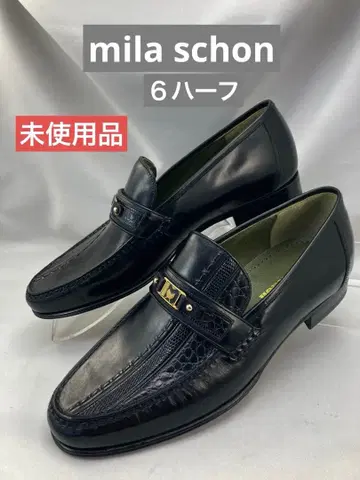 미라 쇼운 천연 가죽 남성용 슬립온 슈즈 미사용품 6하프 블랙