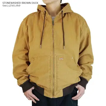 L 새상품 브라운 디키즈 dickies 덕 후드티 봄버 워크 자켓