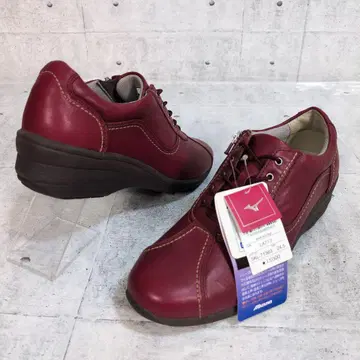 택 포함 MIZUNO 미즈노 가죽 스니커즈 사이드 지퍼 24.5 와이드