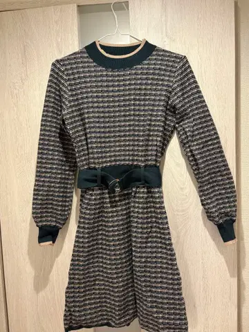 트위드풍 긴팔 미니 원피스