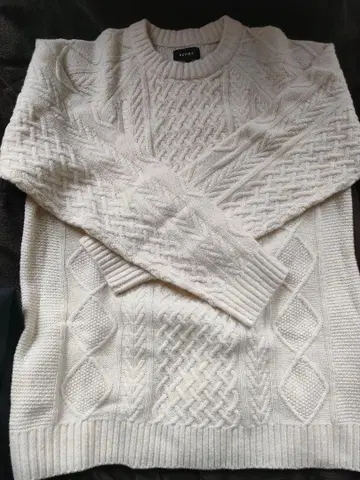 BEAMS 케이블 니트 스웨터 M 아이보리