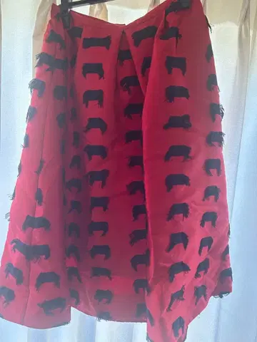 체스 프린지 달린 빨간색 스커트 사이즈 1