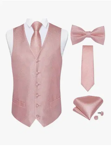 결혼식 의상 변경용 핑크 베스트 세트