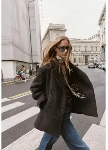 ZARA 완판 레어! 부클 더블 미디 코트