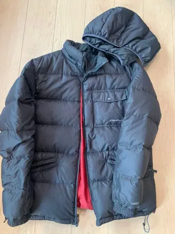 다운 자켓 후드 부착 블랙 레드 20