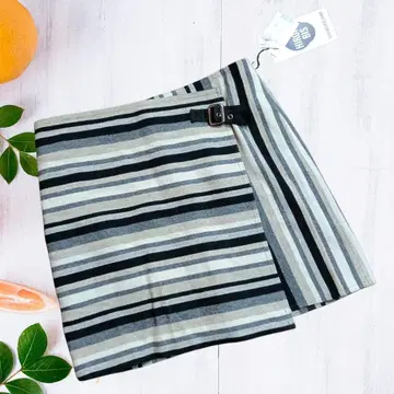 HIROKO BIS 랩스커트 미니 스커트 스트라이프 보더 M