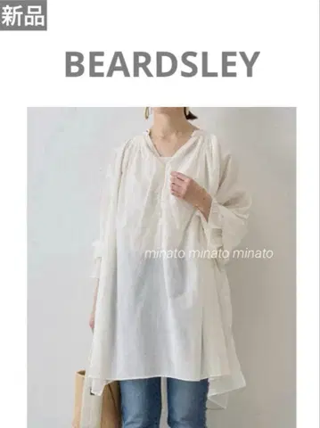 택 포함 새상품 BEARDSLEY 비어즐리 배색 스티치 카디 셔츠