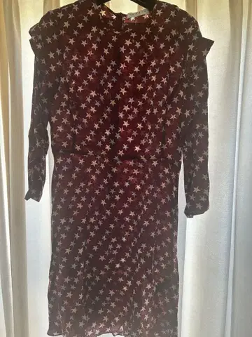 sandro 보르도 별 패턴 긴팔 원피스