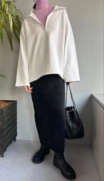 하프 집 맨투맨 풀오버 shenery