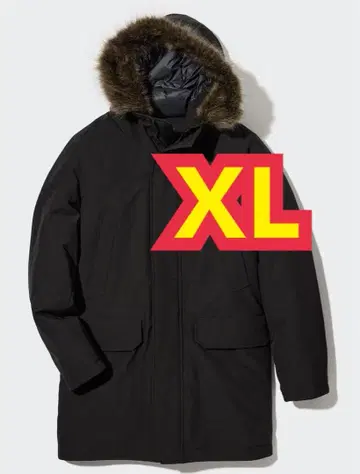 유니클로 울트라웜 하이브리드 다운 코트 XL 블랙