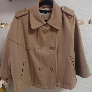 베이지 울 혼방 판초 38