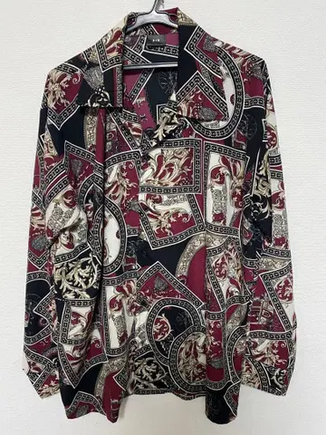 [ minsobi ] 빈티지풍 스카프 패턴 셔츠 와인 레드