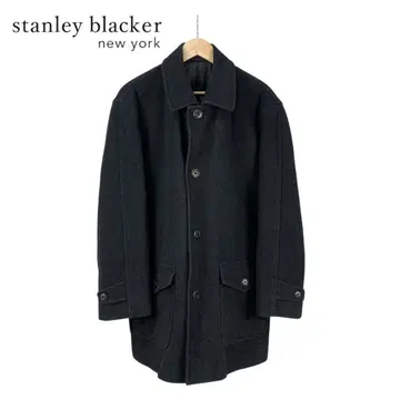 01M655 스탠리 블랙커 블랙 캐시미어 혼방 미들 코트