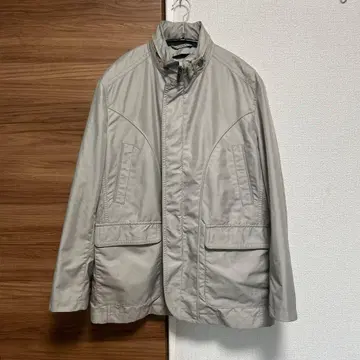 베이지 나일론 자켓 스탠드 카라