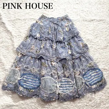 새상품급 핑크하우스 SWAN LAKE 프린트 패치워크 스커트 2025