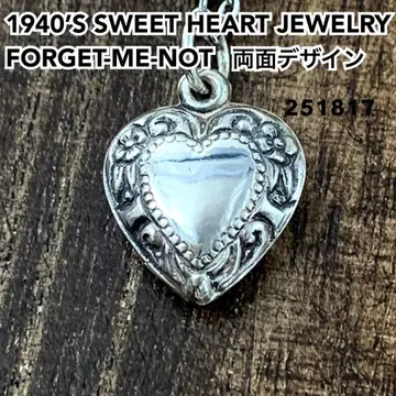 스위트하트 주얼리 물망초 꽃 실버 빈티지 목걸이 NAVY